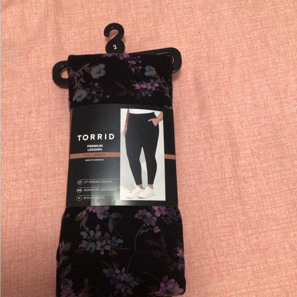 Torrid Black and Purple Patterned Leggings
